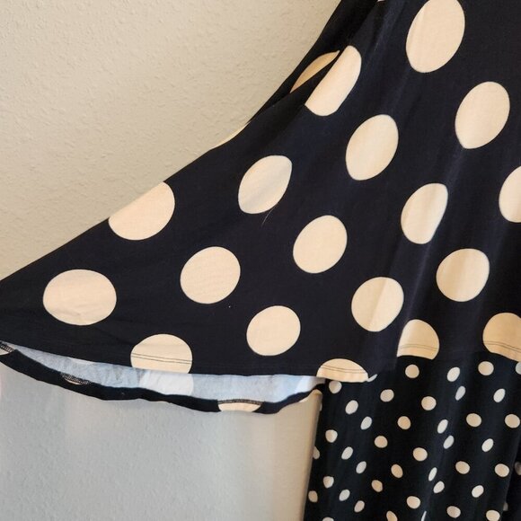 Anthropologie Maeve Davina Layered Polka Dot Dress Black Tan Size Small - Picture 5 of 13